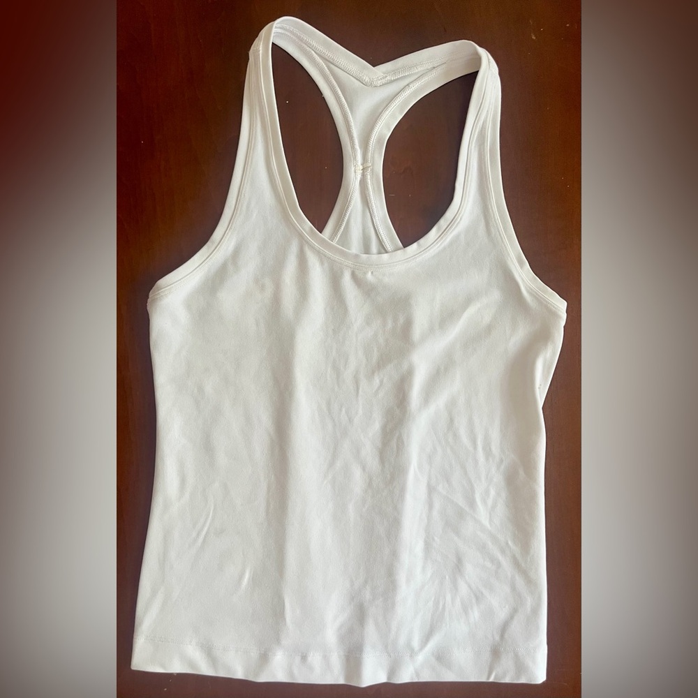 Like new lululemon cool racer back short tank top Nulu white size 6